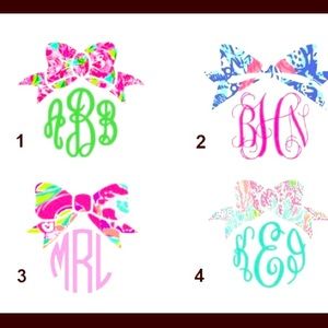 Lilly Pulitzer Custom Monogram With Bow Decal 4.5"