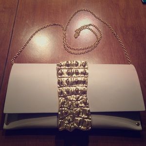 White/Cream Moss Mills Clutch never used