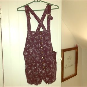 Free People Floral Pattern corduroy overalls