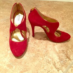 Guess by Marciano. Red hot swede leather heels.