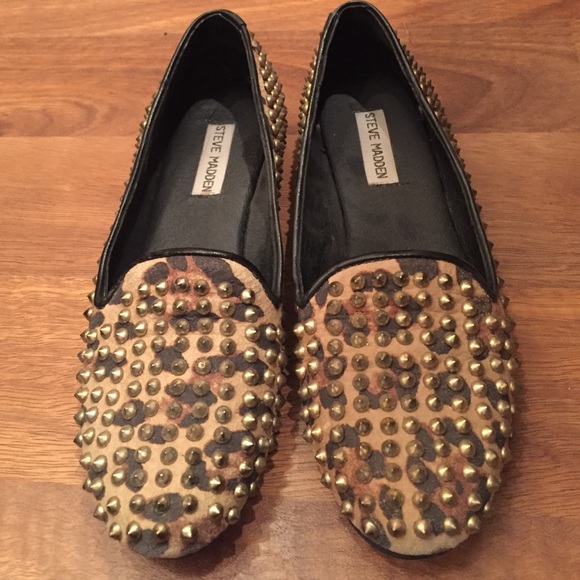 Steve Madden leopard studded loafers