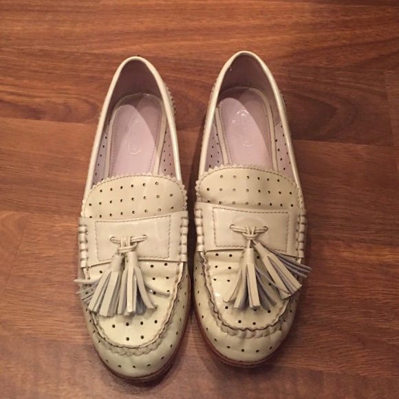Coach white patent loafers