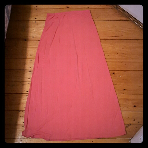 Coral cotton maxi skirt