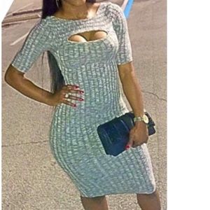 Cute Fitted Grey Dress- Offers Accepted