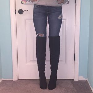 Lace up knee high boots w/ zipper on the side