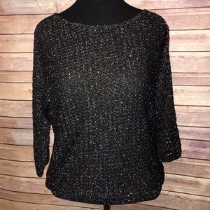 Express Black Knit Top with Metallic Detail