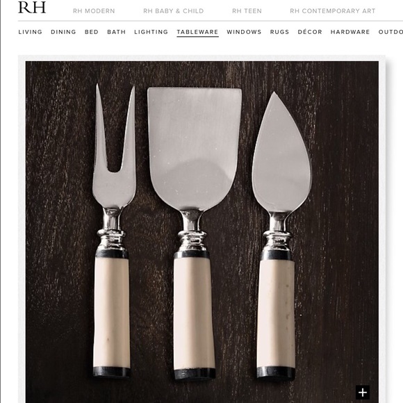 AUTH NATURAL WHITE BONE 3-PIECE CHEESE KNIVES SET