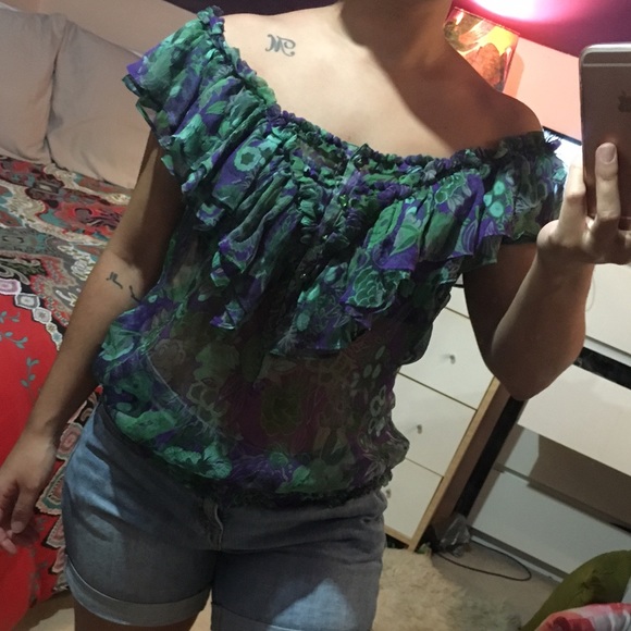 Chiffon Off The Shoulder Floral Top