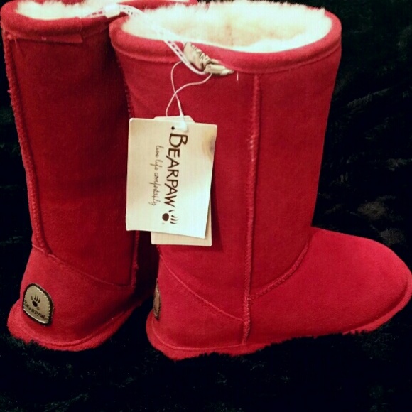 Red BearPaw Fur Boots size 5