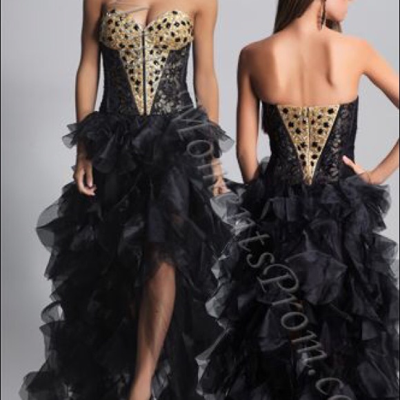Dave and Johnny Prom Dress Beaded Hi Lo
