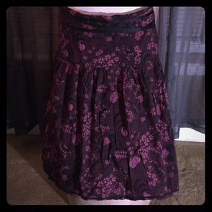 Burgundy Floral Nouveau Pattern Round Skirt H&M