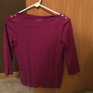 Lands End boat neck tee with button detail