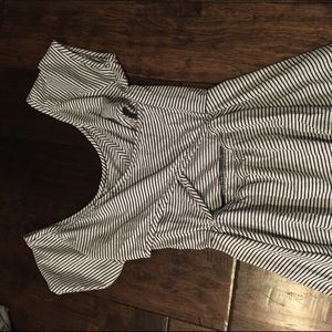 LA HEARTS Striped Skater Dress with Cross Back