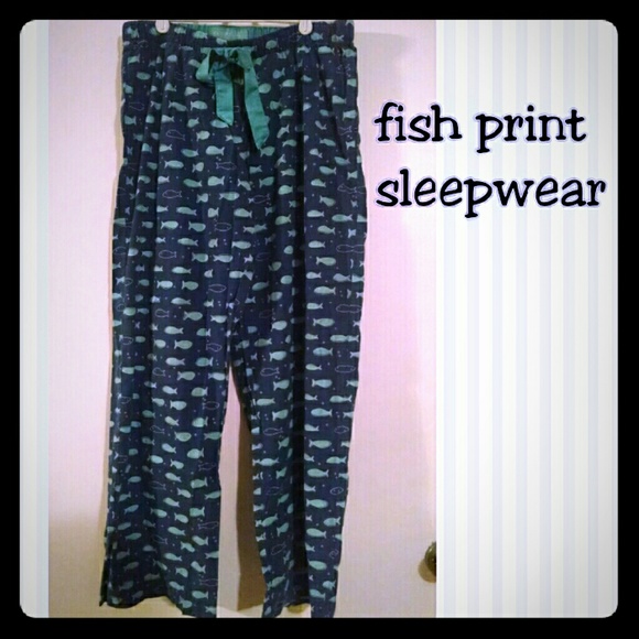 Navy Fish Print Sleep Pants