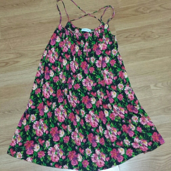 Calvin Klein floral crisscross strap pink dress