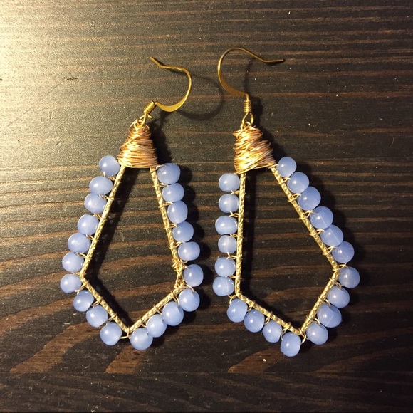 Handmade Blue and Gold Dangle Earrings