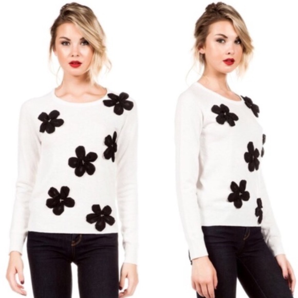 Chic floral appliqué sweater - Picture 4 of 4