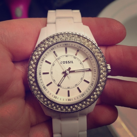 White Fossil Watch