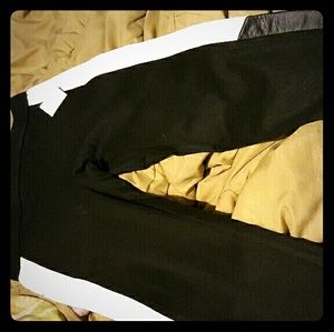 NWT Black & white leather stripped stretch pants