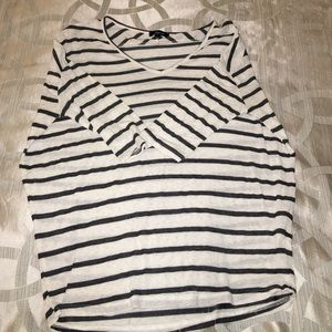 Gray and cream striped dolman top