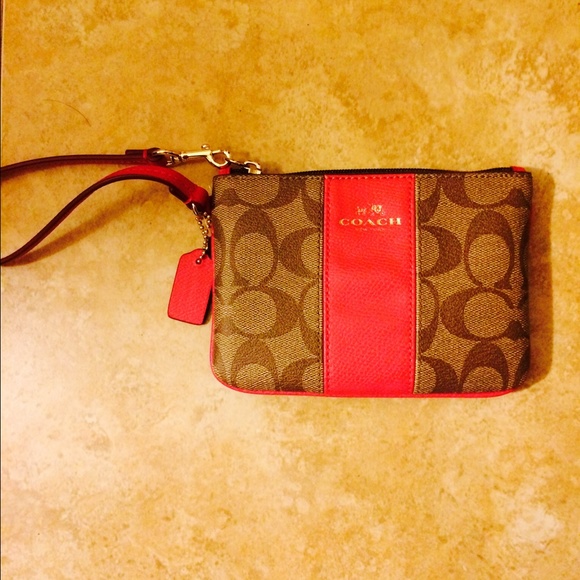 Coach Wristlet in tan and hot pink - Picture 2 of 4