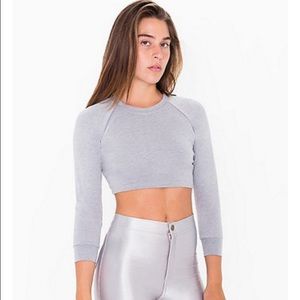 Solid Long Sleeve Ponte Crop Raglan Sweater