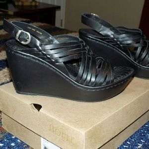 Born Black Strappy Wedges