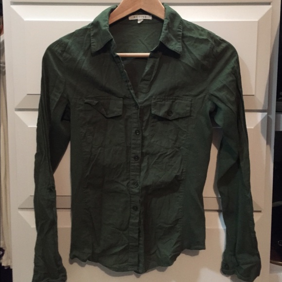 Green button up long-sleeve
