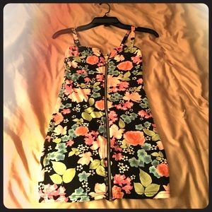 H&M mini black floral dress.