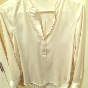 Vince silk white half zip blouse