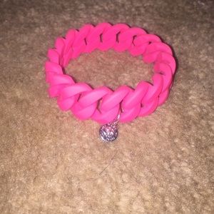 Marc By Marc Jacobs Pink Rubber Turnlock Bracelet