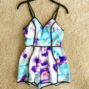 Dresses - Floral Multicolored Playsuit Dresses - Floral Multicolored Playsuit