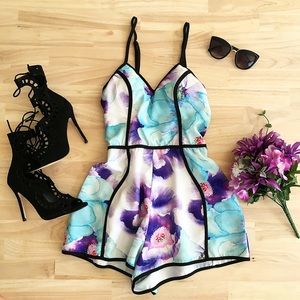 Dresses - Floral Multicolored Playsuit Dresses - Floral Multicolored Playsuit