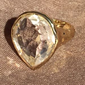 Gold Tone Glass Teardrop Zen Ring