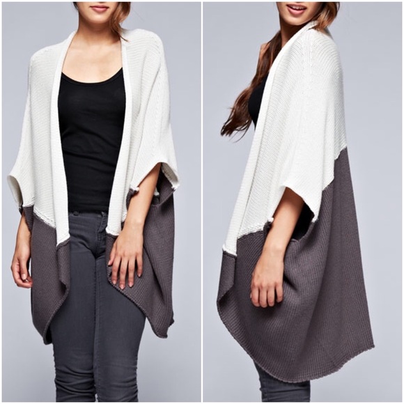 Sweaters - Cream & Charcoal Cardi