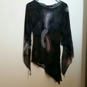Asymmetrical sheer tunic