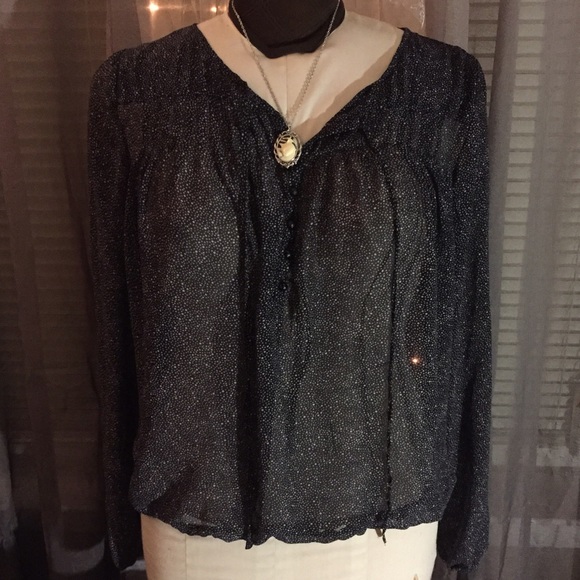 Guess Dark Navy Dot Pattern Blouse