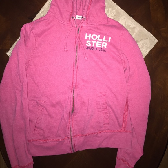 Super cute pink hollister zip up hoodie!