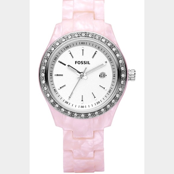 Pink Shell Fossil Watch