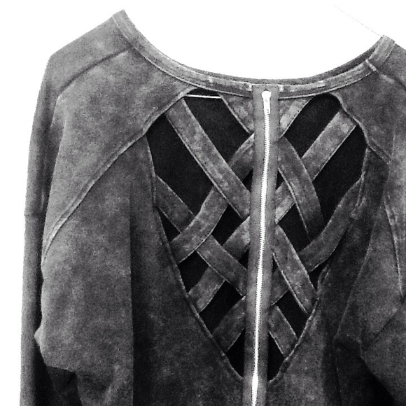 Acid Washed Sweater With Designed Back - Picture 3 of 3