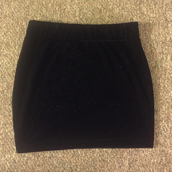Black velvet pencil skirt