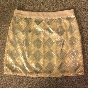 Beige sequin pencil skirt