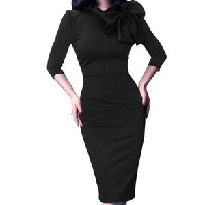 Vintage Bow Dress-Black