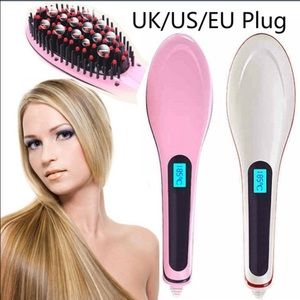 Ceramic comb brush straighter curling iron hair