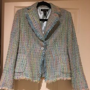 Vintage fringe jacket in multi pastel color M