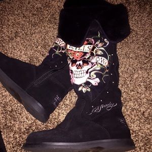 Ed Hardy Suede leather boots