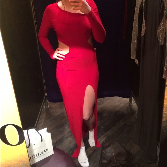 Long tight fitting red dress