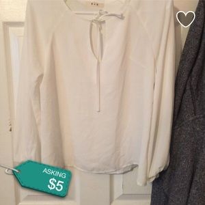 White open front tie blouse new