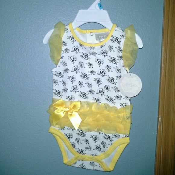 Yellow ruffle girl onesie