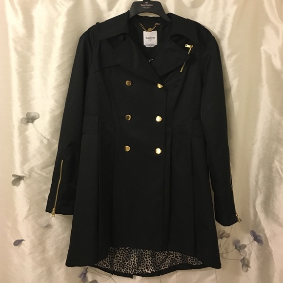 Black and Gold BEBE Trench Coat